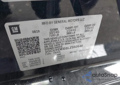 2020 Chevrolet Silverado 1500 4Wd Short Bed Lt from USA, damaged, VIN 1GCUYDED1LZ102646